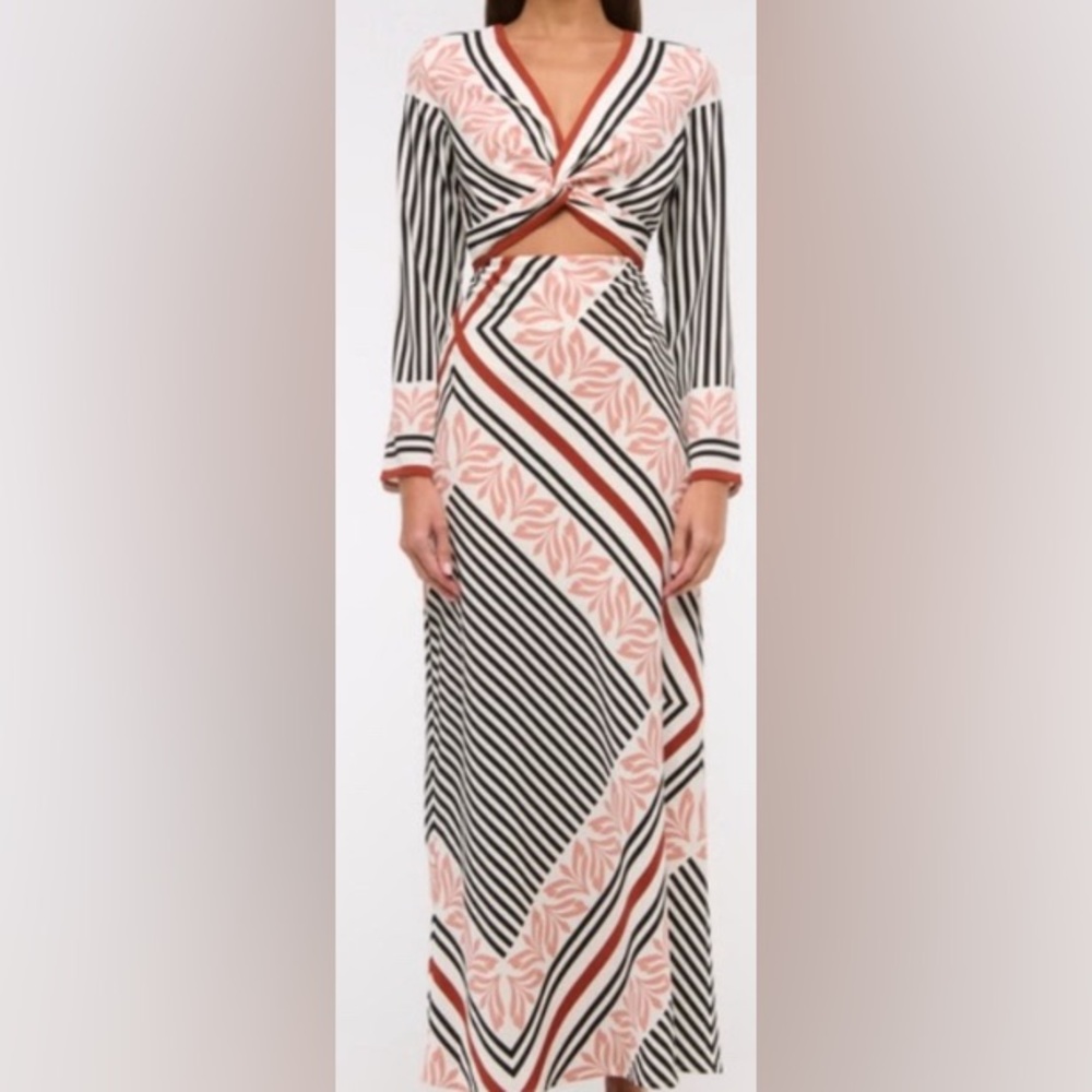 Abercrombie & Fitch Long-Sleeve Abstract Floral Twist-Front Maxi Dress: Petite M